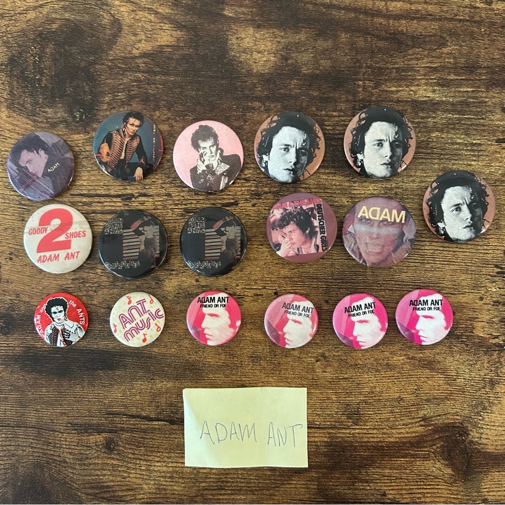 VTG 80’s Adam Ant Pinback Concert buttons pins rock punk alternative UK pop